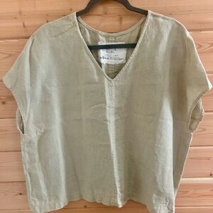 Not Perfect Linen Malta top in desert sage, size XL